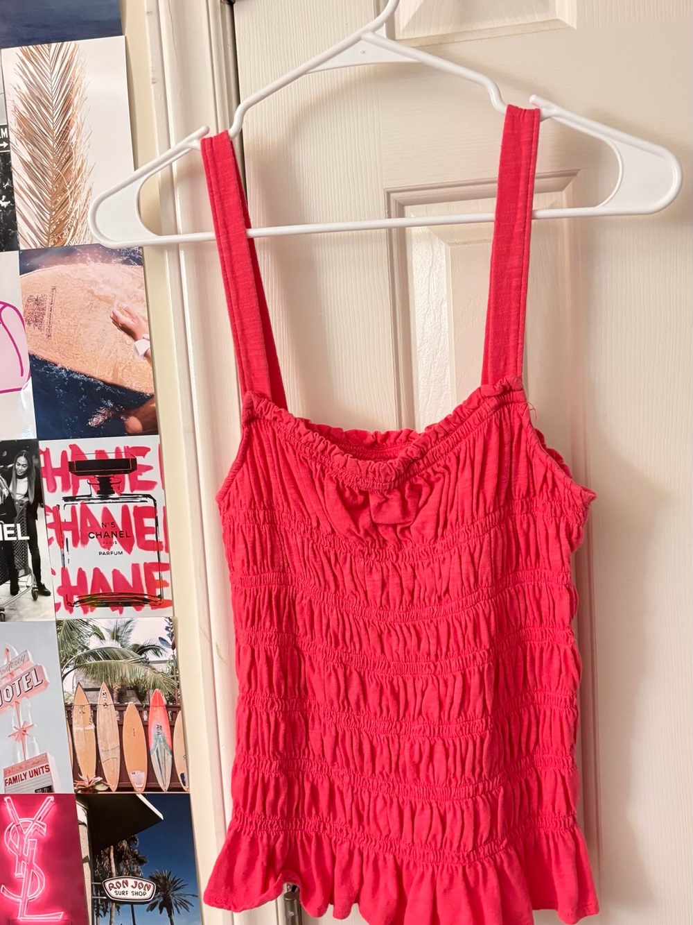Universal Thread Pink Smocked Ruffle-Hem Tank